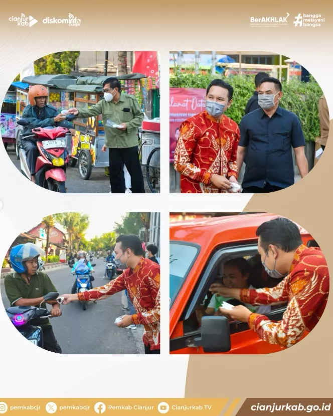 Lindungi Warga dari Abu Vulkanik, Bupati Cianjur Turun Langsung Bagikan Masker